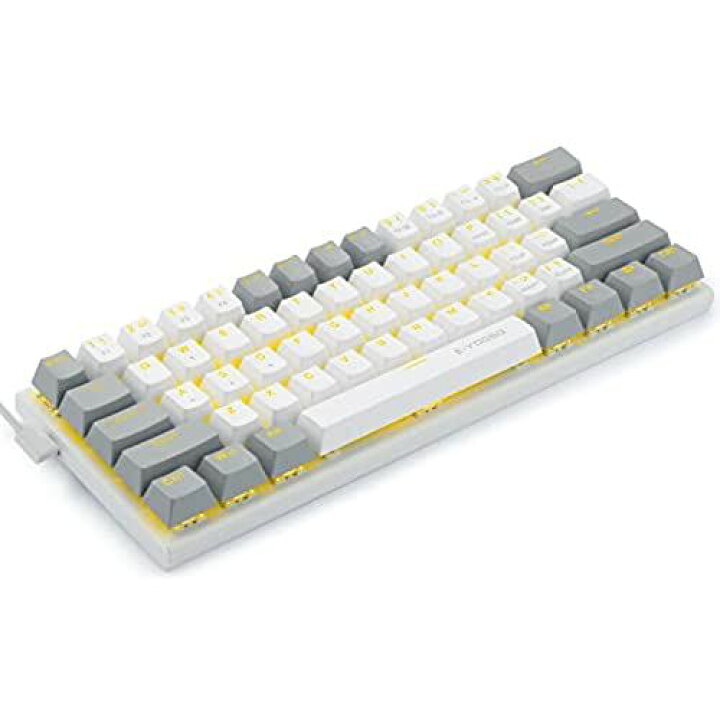 1711円 超人気新品 e元素メカニカルキーボード61キー 青軸を採用のゲーミングキーボード 黄色のLEDバックライト付き 60％小型コンパクトキーボード USB