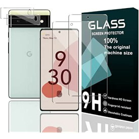 【2+2枚セット 日本旭硝子素材】 対応 Google Pixel 6 ガラスフィルム（2枚入り）指紋認証＋レンズ保護フィルム（2枚入り ） Pixel6 6.4イン レンズ 保護フィルム 全面保護フィルム 硬度9H ... 透明な