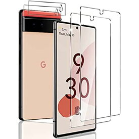 【2+2 セット】For Google Pixel 6 ガラスフィルム（2枚入り）＋カメラフィルム（2枚入り）[指紋認証対応]Kakuki Pixel 6 レンズ保護フィルム 全面保護フィルム 硬度9H 高透過率 ...