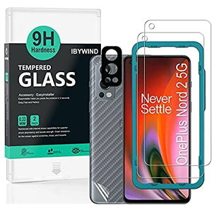 Ibywind �K���X�t�B���� Oneplus Nord 2 5G �p���� �K���X �ی� �t�B���� 2���Z�b�g �J���������Y�v���e �N�^�[�t��(�����ޗ�) �w�ʕی�t�B�����t�� �ȒP�����L�b�g�t��