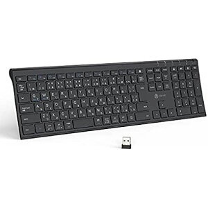 iClever キーボード ワイヤレス 無線2.4G 日本語JIS配列 超薄型 type c充電式 フルサイズ テンキー付き パソコン PC用 キーボード (レシーバー付属) Windows/Mac対応 オフィス自宅最適 Black