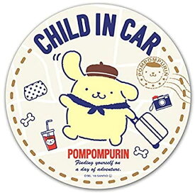 ポムポムプリン マグネットステッカー スタンダードデザイン【CHILD IN CAR】丸型15cm