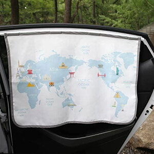 ���� �ԗp�Ռ��T���V�F�[�h 65cm × 45cm Car Sun Shade Curtain for �q������ Kids Children �ԗp�Ռ��T���V�F�[�h (Magnet-Be-Travel Map)