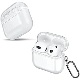 （ 2021年10月モデル ）For Airpods 3 ケース [HVUYAL] 第3世代 適用 多色選択 紛失防止用のフックを搭載した 軽量 キズ防止 防震 防塵 耐衝撃 傷つきにくい 柔らかなシ 衝撃 吸収 スリム クリア