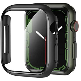 NIMASO ケース 41mm Apple Watch Series 7 対応 アップルウォッチ カバー apple watch 7 41mm ケース PC素材 強化ガラス ブラック NWC21J355