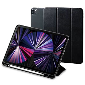エレコム iPad Pro 11 (第3世代/2021年)(第2世代/2020年) ケース TPU素材 レザーケース 手帳型 スタンド (2アングル) Apple Pencil収納 ペンスタンド オートスリープ/ウェイク ブラック