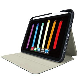 エレコム iPad mini6 第6世代 (2021年) ケース オートスリープ/ウェイク フリーアングル スタンド Apple Pencil収納 ネイビー TB-A21SSANV