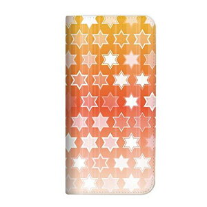 Xperia 10 II SOV43 ケース 手帳型 ベルトなし スター柄 オレンジ (485) NB-0087-OR/SOV43