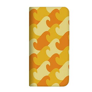 iPhone 12 mini ケース 手帳型 ベルトなし ウェーブ柄 イエロー (488) NB-0057-YE/iPhone 12 mini