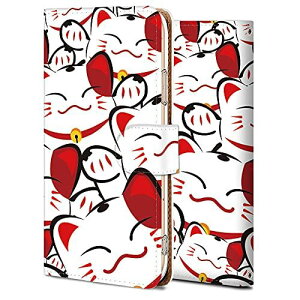 iitrust au Sony Xperia 8 SOV42 ケース 手帳型 SOV42 ケース スタンド機能 カードホルダ付き 招き猫1 SOV42-Y02-CT1