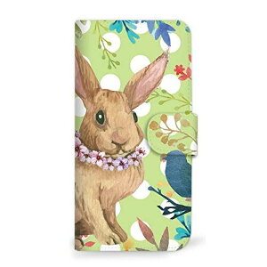 OPPO Reno3 5G A001OP ケース 手帳型 うさぎ ウサギ 兎 ラビット グリーン (496) SC-0210-GR/A001OP