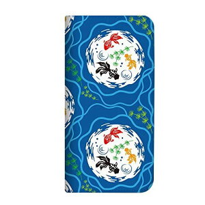 Galaxy A41 SC-41A ケース 手帳型 ベルトなし 和柄 金魚 青 (491) NB-0102-BU/SC-41A