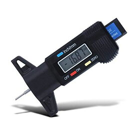 デジタル タイヤ溝 デプスゲージ測定 0-25mm デジタルデップスゲージ 小型 タイヤデプスゲージ 溝測定メーター バイク/車に適用 (ブラック)