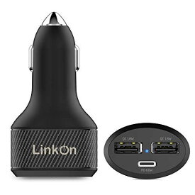 LinkOn 84W USB-C車用充電器、60W PD3.0および18W QC3.0 PPSポート、マックブック,サムスン,MacBook HP Dell Lenovo MSI ASUS Acer iPhone 炭素84W