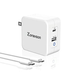 ZoraVson PD�Ή� 65W �[�d�� 2�|�[�g USB-A USB-C/typeC �}���[�d��yGaN (�����K���E��)�̗p/PD3.0/QC3.0/�܏�/PSE�F�؍ρzMacBook Pro�AiPad ... White