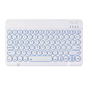 Bluetooth���C�����X�L�[�{�[�h 10�C���` 7�F�o�b�N���C�g���� ���� �y�� �É� ���� �ۂ��L�[ US�z�� USB�[�d�� �^�u���b�g/�X�}�z�p iOS/iPad White