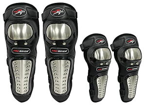 Sutekus バイク用 プロテクター 強力ステンレス鋼 安心・安全 バイク オートバイ 保護パッド 肘ガード 膝スネガード 4点セット