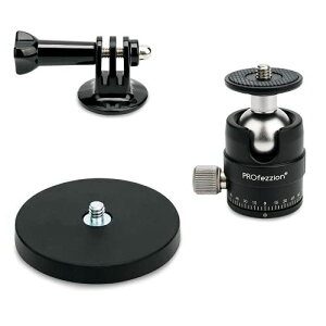 PROfezzion カメラ磁気スタンド セット カメラ用 マグネティック スタンド + 雲台 + Goproホルダー マグネットベース 自由雲台 360°回転可能 1/4"-20ネジ 付き Gopro Hero ...