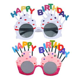 Frcolor 誕生日メガネ 飾り付け パーティー メガネ 誕生日 面白い 写真小道具 目飾り 眼鏡 2個セット