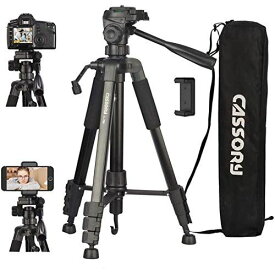 カメラ三脚150cm、カメラと電話用三脚、軽量アルミニウム製ユニバーサルビデオカメラ三脚スタンド、キャリーバッグ、クイックリリースプレート、電話ホルダー、旅行、Vlog用ビデオ三脚 6kg/13.2lbs C-T30B