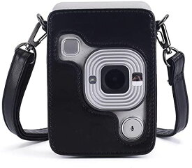 富士FUJIFILM instax mini LiPlay インスタントカメラ専用ケース 保護カバー カメラケース 全面保護 PUレザー 傷つけ防止 ショルダーストラップ付き 携帯便利 (黒)