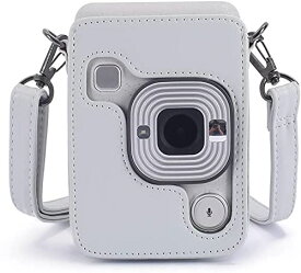 富士FUJIFILM instax mini LiPlay インスタントカメラ専用ケース 保護カバー カメラケース 全面保護 PUレザー 傷つけ防止 ショルダーストラップ付き 携帯便利 (白)