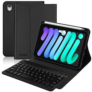 ipad mini6 キーボード付きケース 2021 Apple pencil収納可能脱着式Bluetooth スマートキーボードカバーKVAGO タブレットスタンド 超軽量 薄型 耐衝撃 全面保護 多角度調整 手帳型 ... mini6専用版ブラック