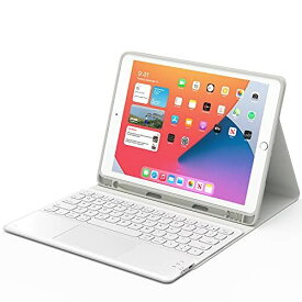 iPad 9世代 キーボード iPad 8世代 キーボード ケース タッチパッド付き ipad 10.2 キーボード ケースiPad7世代キーボード[2021/2020/2019モデル] Bluetooth ... iPad 10.2/10.5/Air3タッチパッド ホワイト