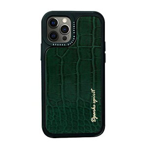 Dparks iPhone 12 �P�[�X 12 Pro ���U�[ �P�[�X [ �N���R�_�C�� �G���{�X �^���� �n�C�u���b�h �ϏՌ� Qi�[�d ���C�����X�[�d iPhone 12 Pro �J�o�[] LEATHER COVER CROCO GLOSS DS19810i12P(�O���[��) iPhone 12 / 12 Pro