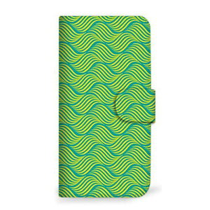 iPhone 12 mini ケース 手帳型 ウェーブ柄 グリーンエメラルド (488) SC-0076-GE/iPhone 12 mini