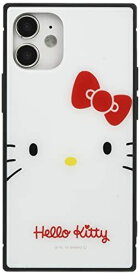 グルマンディーズ サンリオキャラクターズ iPhone12 mini(5.4インチ)対応 スクエアガラスケース ハローキティ SANG-71KT ホワイト、レッド