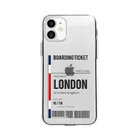 Dparks iPhone 12 mini クリア ケース [ ラゲッジタグ 飛行機 手荷物 タグソフト 密着痕防止 TPU Qi充電 ワイヤレス充電 アイフォン 12 ミニ カバー ] ソフトクリアケース LONDON