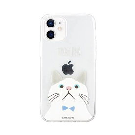 [ターチャン公式ライセンス品] abbi FRIENDS 2020 iPhone (5.4インチ)猫 ケース クリア [ ねこ 白猫 動物 アニマル ソフト 透明 密着痕防止 TPU Qi充電 ワイヤレス充電 蝶ネクタイ iPhone 12 mini