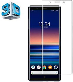 Xperia 5 ガラスフィルム(SOV41 / SO-01M 専用) 日本製素材旭硝子製/硬度9H 液晶保護フィルム 3D曲面 フルカバー/高透過率/飛散防止処理/耐衝撃 エクスペリア5 強化ガラスフィルム ... クリア