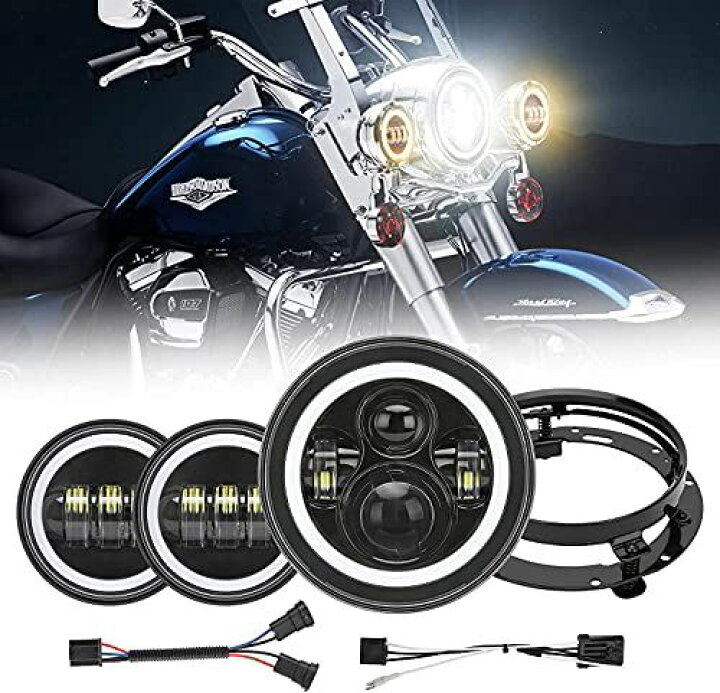 楽天市場】7インチ led ヘッドライトリング付き ハーレーダビッドソン 