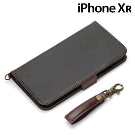Premium Style iPhoneXR用 フリップカバー PUレザーダメージ加工 ブラック PG-18YFP02BK