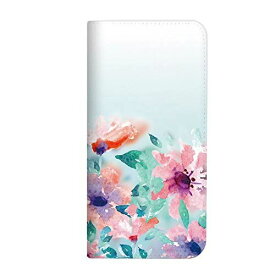 ZenFone4Selfie ZD553KL ケース 手帳型 ベルトなし 水彩 花 ブルー (368) NB-0242-BU/ZD553KL ブルー(ベルトなし)