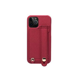 [HANATORA] iPhone12/iPhone12 Pro ケース Handy ハードケース PUレザー 落下防止 耐衝撃 スタンド機能 ハンディベルト ハンドメイド ストラップホール ストラップリング カードポケット 赤 スカーレット レッド H6-12Pro-Red