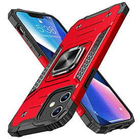 PNEWQN iPhone 11 ケースリング付き 6.1 インチ 耐衝撃 シリコン 薄型 スタンド機能 車載ホルダー対応 二重構造 tpu pcバンパー 米軍MIL規格 アイフォン 11スマホケース 全面保護 360°回転 おしゃれ 人気 携帯カバー 赤 WY71-02 レッド