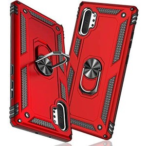 TMUJWS Samsung Note 10 plusケース リング 耐衝撃 衝撃吸収 傷防止 全面保護 カメラ保護 スタンド付き TPU+PCバンパー 指紋防止対策 二重構造 360度回転 防塵 サムスン Note ... Samsung Galaxy Note 10 Plus レッ