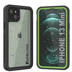 PunkCase iPhone 13 Mini 防水 ケース [エクストリーム シリーズ] [スリム フィット] [IP68 認証] [耐衝撃性] [耐雪性] アーマー カバー 内蔵 スクリーン プロテクター ライトグリーン