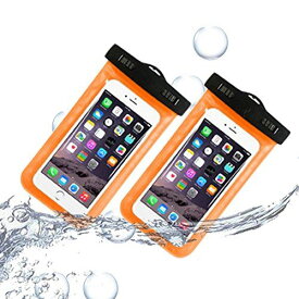 防水ケース スマホ用 MXYZB 防水携帯ケース IPX8認定 高感度PVC お風呂 温泉 釣り 水泳 スキー スノボ アウトドア iPhone 6s / 6s Plus / 7 / 7 Plus Galaxy オレンジ