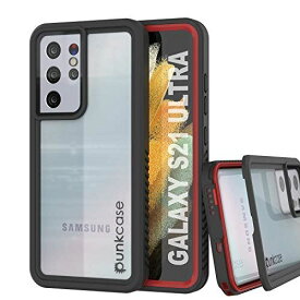 PunkCase Galaxy S21 Ultra 防水ケース [エクストリームシリーズ] [スリムフィット] [IP68認証] [耐衝撃性] [防汚性] [耐雪性] アーマーカバー Galaxy S21 Ultra レッド