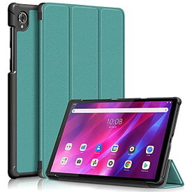 Beststartjp Lenovo Tab K10 (ZA8N0027JP/ZA8R0054JP) 10.3インチ ケース カバー スタンド機能付き 開閉式 三つ折 PUレザー 内蔵マグネット超薄型 衝撃吸収 軽量型 グリーン