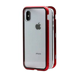 MRLab iPhoneXS ケース/iPhoneX ケース 透明 両面強化ガラス 全面保護 薄型 軽量 ワイヤレス充電 対応 (赤)573 iPhoneXS / iPhoneX