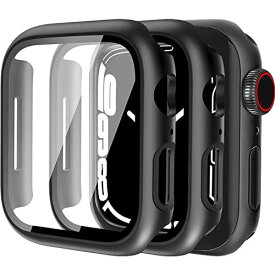 【2個入り】FALSAD アップルウォッチ7/ 8 ケース 対応 Apple Watch Series 8/ Series 7 45mm PC素材バンパーと9H強化ガラスフィルム画面 一体型 Apple Watch 7/ ... ブラック