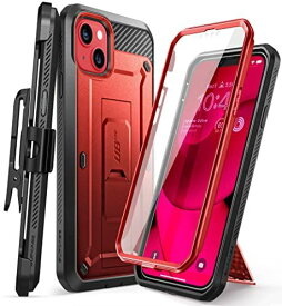 SUPCASE iPhone14 ケース 6.1インチ 2022 iPhone13 6.1 通用 2021 全面保護 耐衝撃性 米軍事規格取得 ケースと液晶保護フィルム一体型 防塵 腰かけクリップ付き スポーツ iPhone13/14 赤い