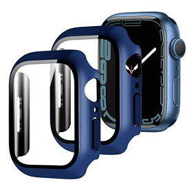 【2022秋モテル2枚セット】YOFITAR Apple Watch 用ケース 41mm-45mmメッキ加工 アップルウォッチ series8/7 用 保護ケース ガラスフィルム 一体型 PC素材 光沢 金属感 全面保護 ... ブリリアントブルー