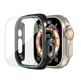 Apple Watch Ultra ケース 49mm 枠のみ アップルウォッチ 用 保護ケース フレーム+ガラスフィルム組み合わせ Apple Watch Ultra 49mmフレームカバー PC素材 落下防止 耐衝撃 ブラック