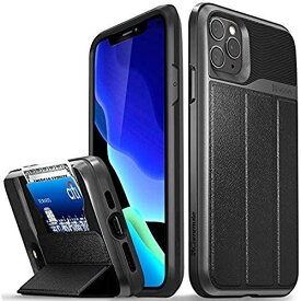 Vena Apple iPhone 11 Pro Max ケース 手帳型, vCommute (米軍MIL規格取得 耐衝撃) レザー財布ケース カードホルダースロットとスタンド機能 アイフォン11 PRO Max 6.5インチ 専用保護カバー (スペースグレイ)